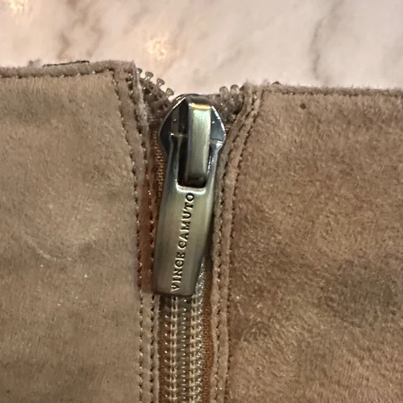 Vince Camuto Stylish Suede Tan Ankle Boots With Fun 4” Heels - Picture 8 of 10